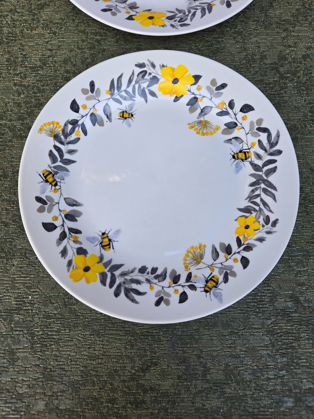 Floral & Bee Ceramic Dinner Plate - Set of 2 - Picture 2 of 8